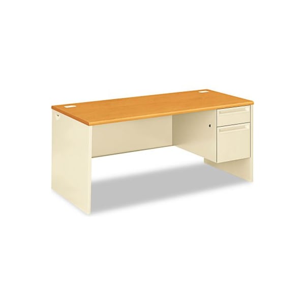 Hon Right Pedestal Desk - 66inW x 30inD x 29-1/2inH - Harvest/Putty - 38000 Series HON38291RCL - main